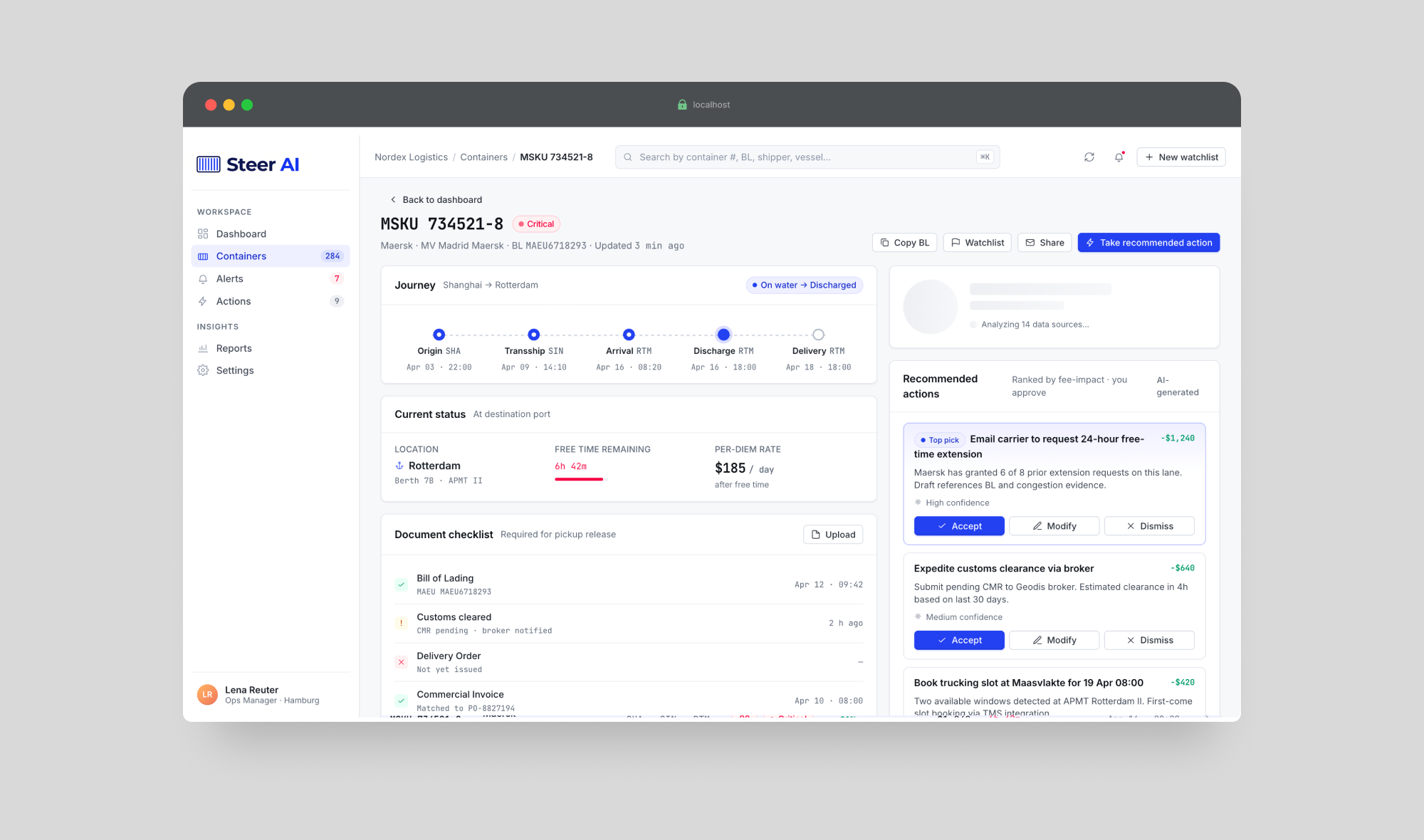 Container Risk Analysis with AI recommendations