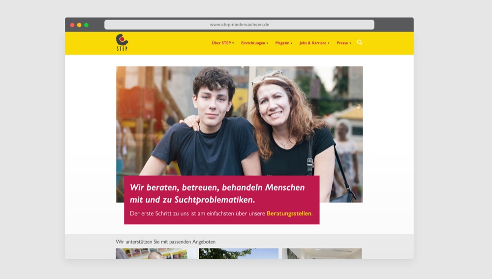 STEP Niedersachsen website homepage with clear navigation structure